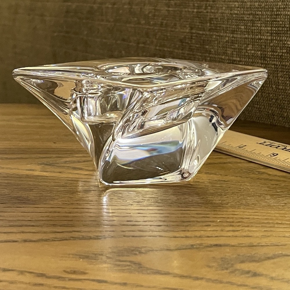Chunky Tea Light Candle Holder - Orrefors Tornado Jan Johansson Sweden